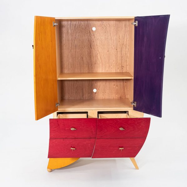 1990s Postmodern Sculptural Studio Craft Color Block Maple Armoire   Cabinet (Right) Fashion