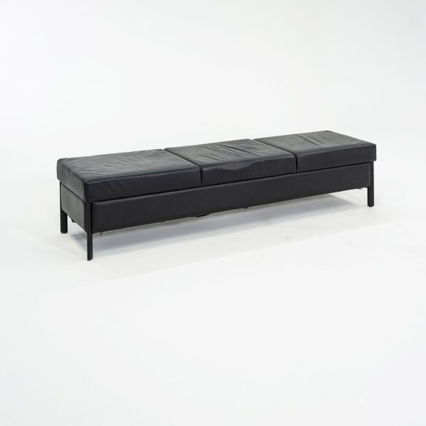 1993 Leather Three Seat Bench by Metropolitan Furniture in Black Leather Cheap