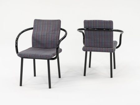 1986 Pair of Mandarin Chair by Ettore Sottsass for Knoll in Patterned Fabric Discount