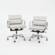 2019 Herman Miller Eames Soft Pad Management Desk Chair in Off-White Leather with Pneumatic Base EA435 2x Available Supply