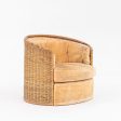 1970s Rattan Barrel Chair for Comfort Designs Attributed to Adrian Pearsall in Cane and Fabric Supply