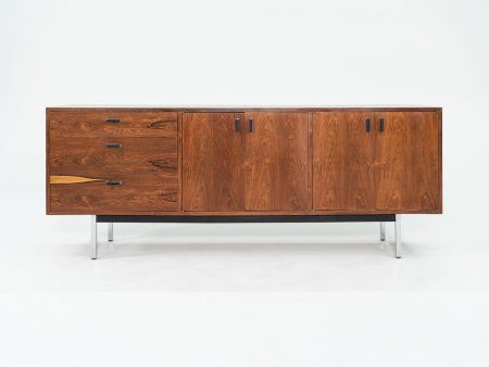 1970s Jack Cartwright for Founders Rosewood and Chrome Credenza   Sideboard Cheap