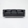 2010s LC2 3-Seat Sofa by Le Corbusier, Pierre Jeanneret, Charlotte Perriand for Cassina in Black Leather and Chrome Discount