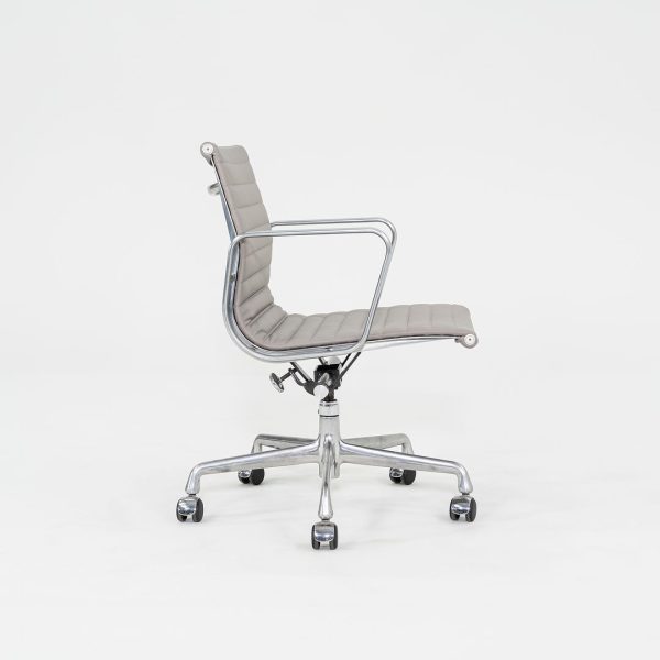 2010s Herman Miller Eames Aluminum Management Desk Chair in Grey Leather 3x Available Online Sale