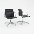 1970s Herman Miller Aluminum Management Side Chairs in Black Naugahyde 2x Available Hot on Sale