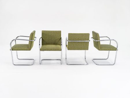 2007 Tubular Brno Armchair, Model 245A by Mies van der Rohe for Knoll in Green Fabric 4x Available Online Sale