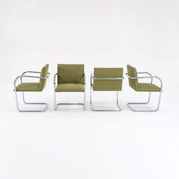 2007 Tubular Brno Armchair, Model 245A by Mies van der Rohe for Knoll in Green Fabric 4x Available Online Sale