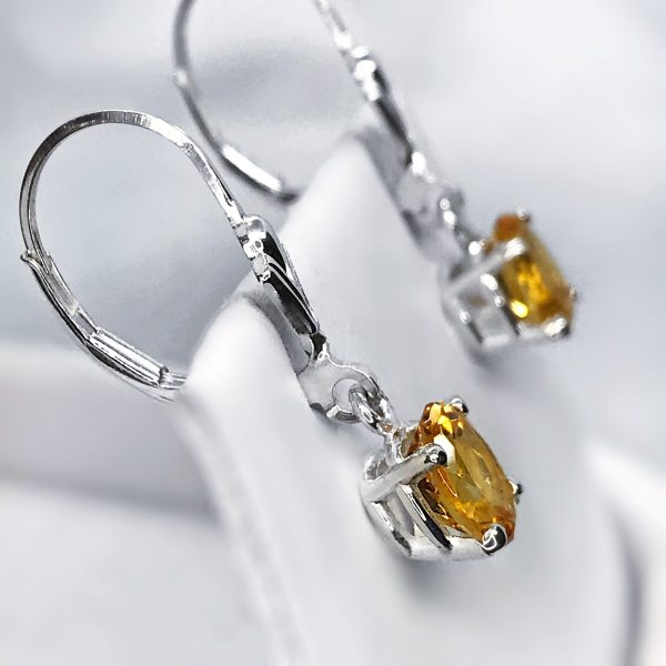 Citrine Dangle Sterling Silver Earrings Hot on Sale