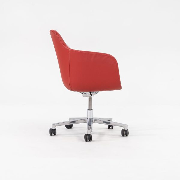 2016 Saiba Mid-Back Task Chair with Five-Star Base by Naoto Fukasawa for Geiger in Red Leather 6x Available For Sale