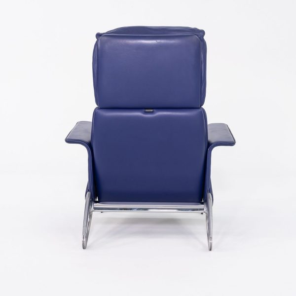 1993 Pair of Geoff Hollington for Herman Miller Lounge Chairs in Blue Leather and Aluminum Sale