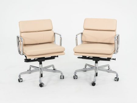 2010s Herman Miller Eames Soft Pad Management Desk Chair in Cream Leather 1x Available Online Hot Sale