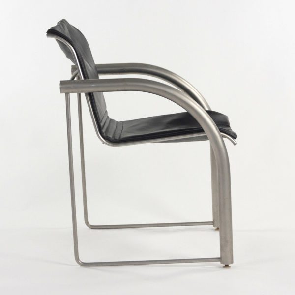 Prototype Richard Schultz 2002 Collection Stainless & Leather Dining Chair Supply