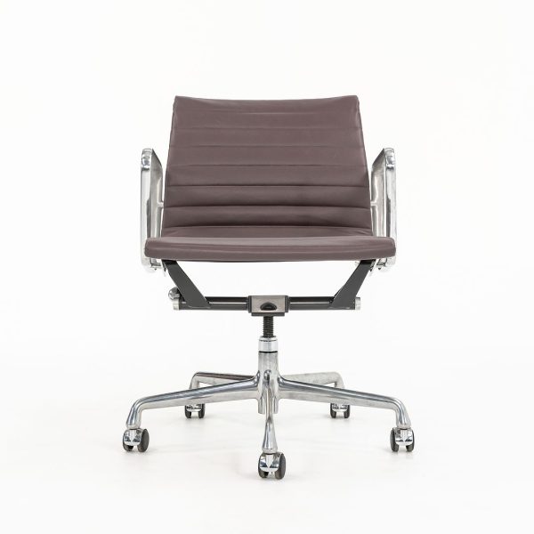 2010s Eames Aluminum Group Management Desk Chair by Ray and Charles Eames for Herman Miller in Purple   Eggplant Leather Cheap