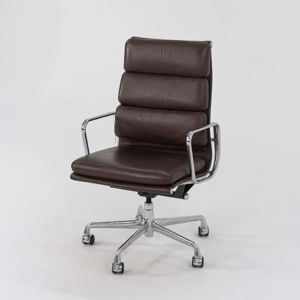 2006 Soft Pad Executive Chair, Model EA437 by Charles and Ray Eames for Herman Miller in Brown Leather 3x Available Sale