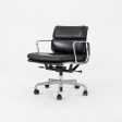 2009 Herman Miller Eames Soft Pad Management Desk Chair in Edelman Black Leather with Pneumatic Base 12+ Available Sale