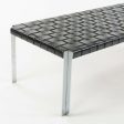 1950s Erwine & Estelle Laverne Woven Black Leather Bench Laverne International Discount