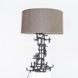 1960s Marcello Fantoni Patinated Steel Table Lamp with Grey Drum Shade Fashion