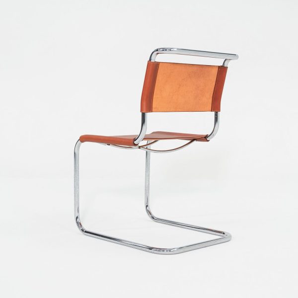 1960s Set of Four Marcel Breuer for Knoll Dining Chairs in New Chestnut Leather on Sale