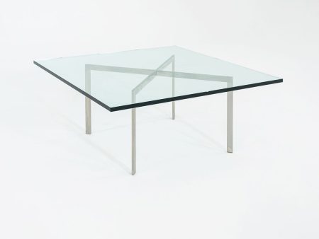 1960s Barcelona Coffee Table by Mies van der Rohe for Knoll & Treitel Gratz in Stainless and Glass 3x Available For Sale