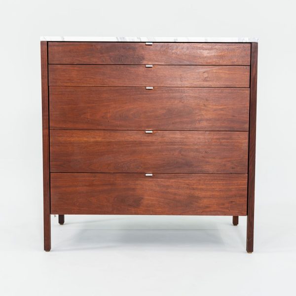 1960s Florence Knoll Walnut 5-Drawer Dresser with Marble Top, Model 326 2 Cheap