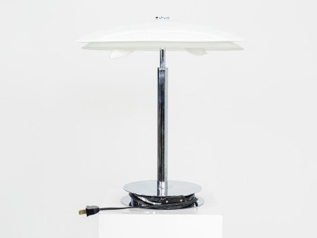 2000s Fontana Arte of Italy Bis - Tris Table Lamp in Chrome and Glass For Sale