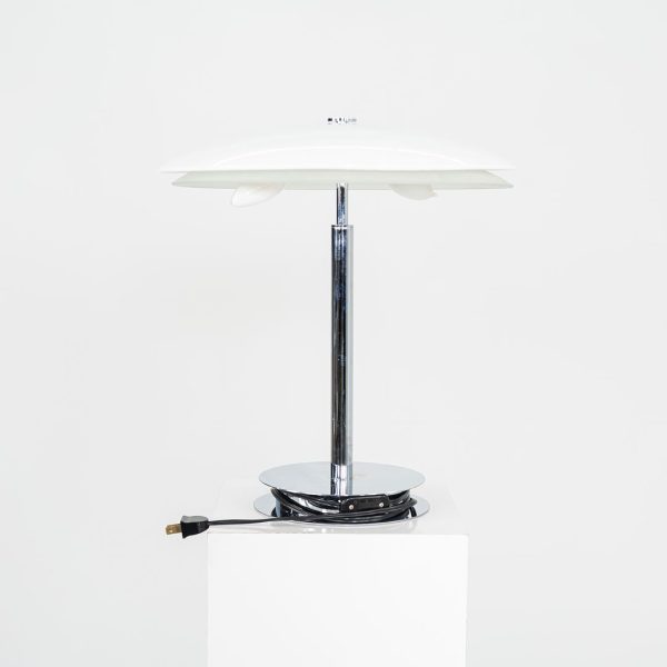 2000s Fontana Arte of Italy Bis - Tris Table Lamp in Chrome and Glass For Sale