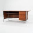 1960s Florence Knoll Executive Desk in Walnut and Chrome Cheap