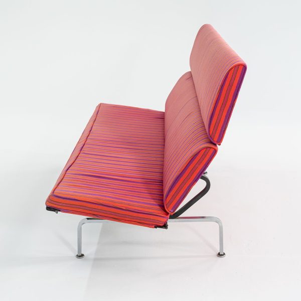 1984 S-473 Compact Sofa by Ray and Charles Eames for Herman Miller in Alexander Girard Miller Stripe Fabric Online now