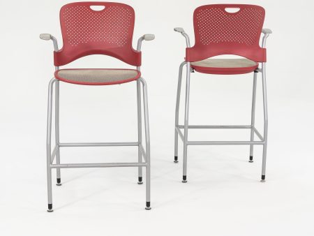 2013 Jeff Weber for Herman Miller Caper Stacking Bar Stool In Red with Arms 11x Available Online now