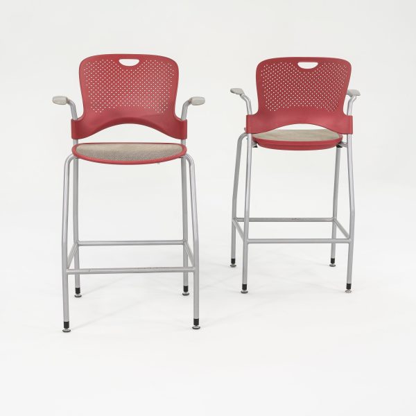 2013 Jeff Weber for Herman Miller Caper Stacking Bar Stool In Red with Arms 11x Available Online now