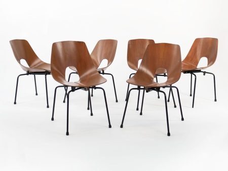 1950s Bentwood Dining Chairs by Carlo Ratti for Industria Legni Curvi Plywood, Teak, Steel, Paint Sale