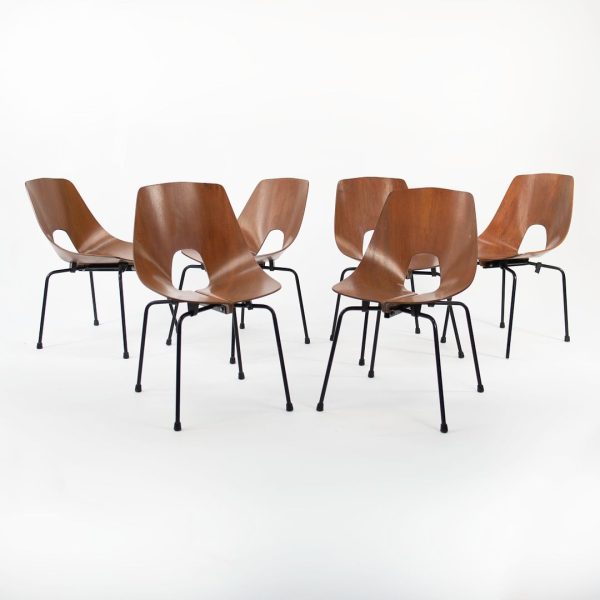 1950s Bentwood Dining Chairs by Carlo Ratti for Industria Legni Curvi Plywood, Teak, Steel, Paint Sale