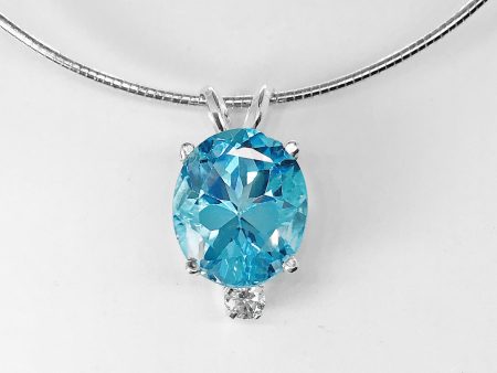 Genuine Swiss Blue Topaz Pendant on Sale