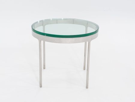 1980s TA.20G Side Table by Nicos Zographos for Zographos Designs Steel, Rubber, Glass Discount