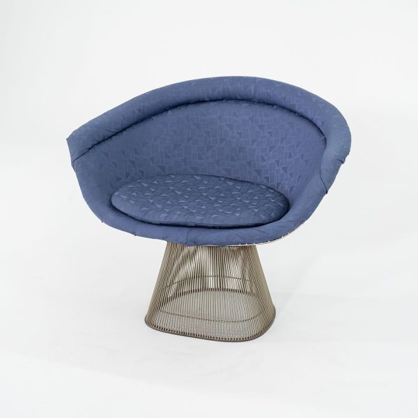 1960s Platner Lounge Chair, Model 1715L by Warren Platner for Knoll in Nickel Steel with Blue Fabric 4x Available Online Sale