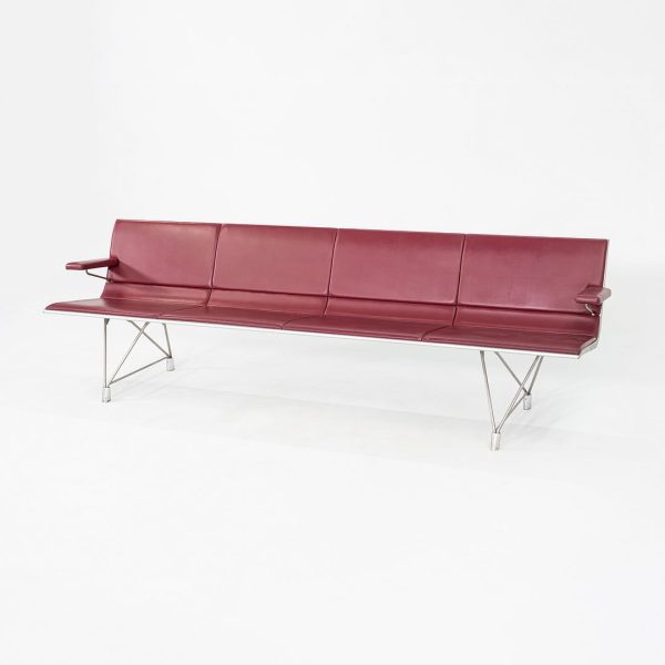 2000s Aero benches by Lievore Altherr Molina for Sellex   Davis in Aluminum and Red Vinyl Sale