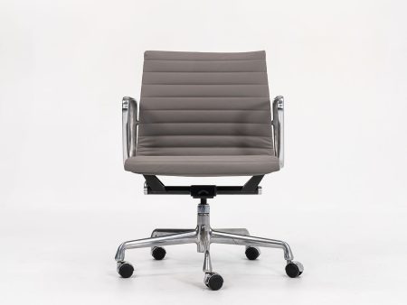 2010s Eames Aluminum Group Management Desk Chair by Ray and Charles Eames for Herman Miller in Grey Naugahyde Supply