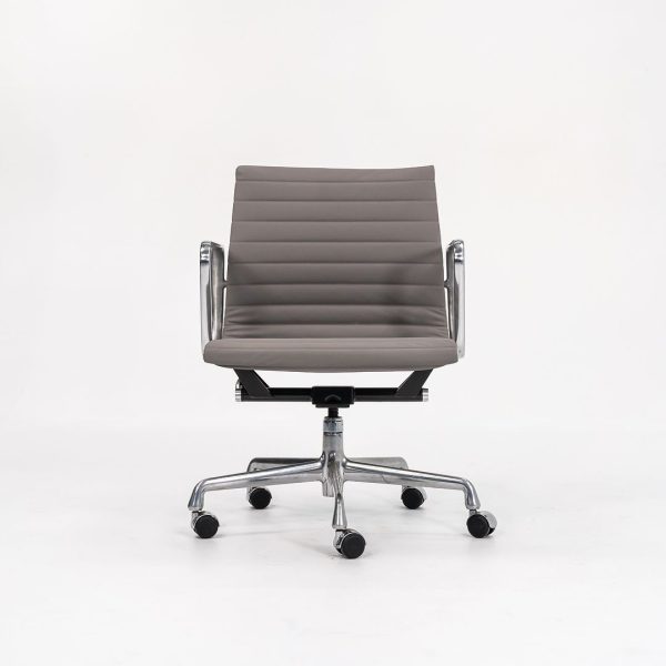 2010s Eames Aluminum Group Management Desk Chair by Ray and Charles Eames for Herman Miller in Grey Naugahyde Supply