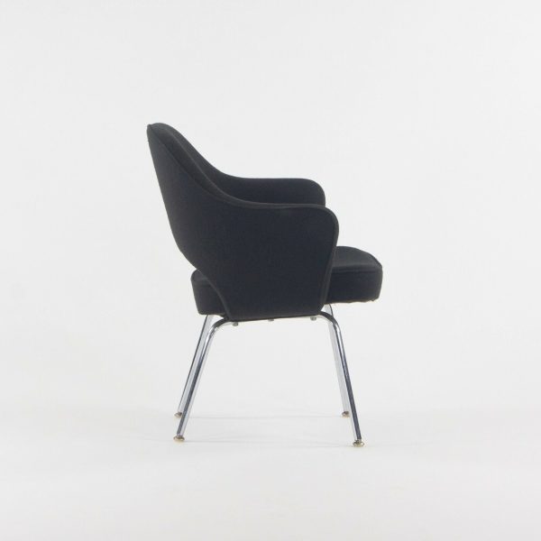 1960s Eero Saarinen Knoll International Black Fabric Executive Arm Dining Chair Supply