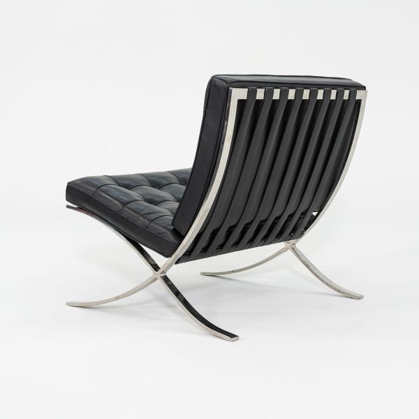 1987 Mies van der Rohe for Knoll Barcelona Lounge Chair in Black Leather and Stainless Steel Online