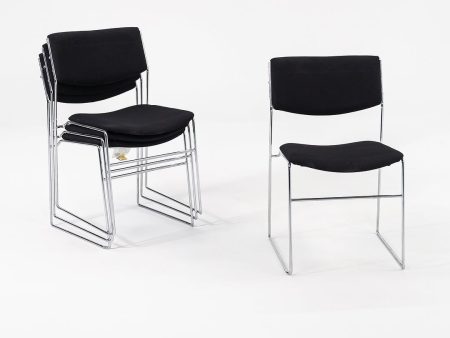 2010s Elle Stacking Chair, Model 1071dl by Giovanni Zorzon for Bononia   ICF in Black Fabric 15x Available For Sale