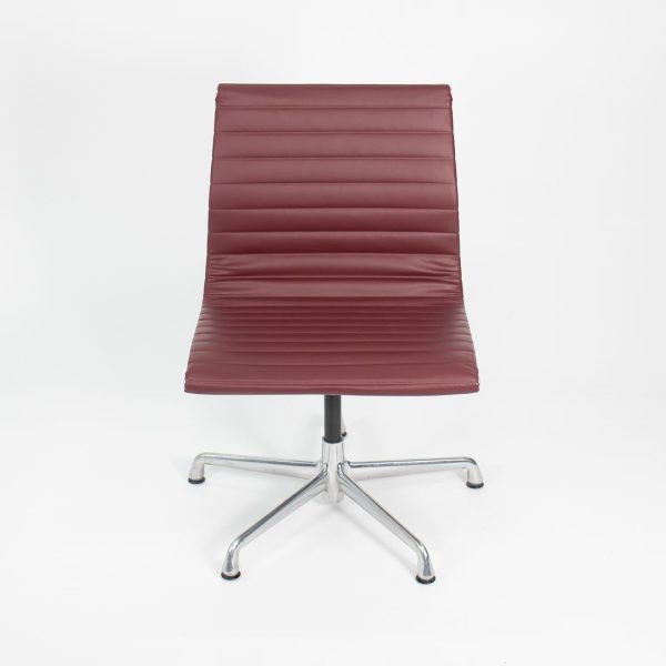 2010s Aluminum Group Armless Side Chair by Ray and Charles Eames for Herman Miller in Red Leather Supply