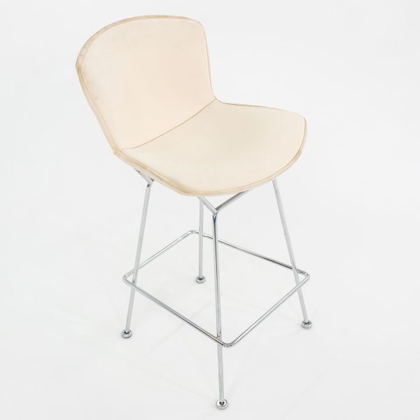 2011 Pair of Harry Bertoia for Knoll Chrome Counter Stools with Ivory Fabric Pads Cheap