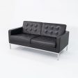 2013 Florence Knoll Two Seat Settee   Sofa in Black Leather and Chrome Cheap