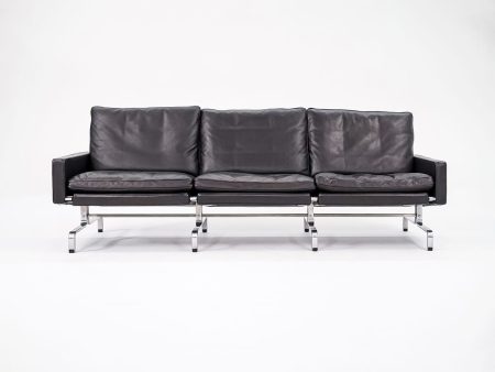 2002 PK31 Three Seat Sofa by Poul Kjaerholm for Fritz Hansen in Black Leather #2 Sale