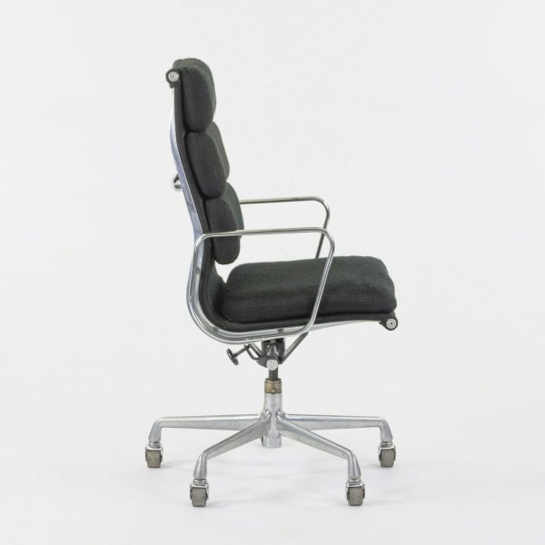 1985 Black Fabric Eames Aluminum Group Soft Pad Executive High Back Desk Chair Sale