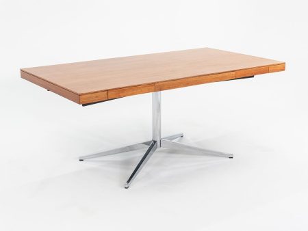 1960s Florence Knoll Partners Desk in Walnut and Chrome with Four Drawers Cheap