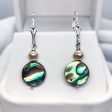 Abalone Shell, Pink Pearl and Sterling Silver Dangle Earrings For Sale