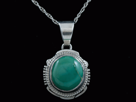 Aaron Toadlena Pristine Crow Springs Turquoise Sterling Silver Pendant Online Sale