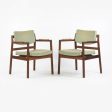 1960s Jens Risom Design Inc Pair of Dining Arm Chairs in Green Fabric Hot on Sale